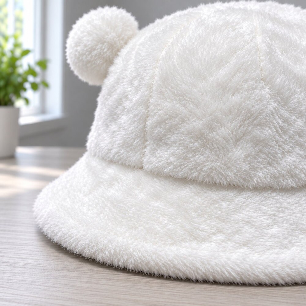Prada White Plush Ear Bucket Hat - Picture 6 of 6
